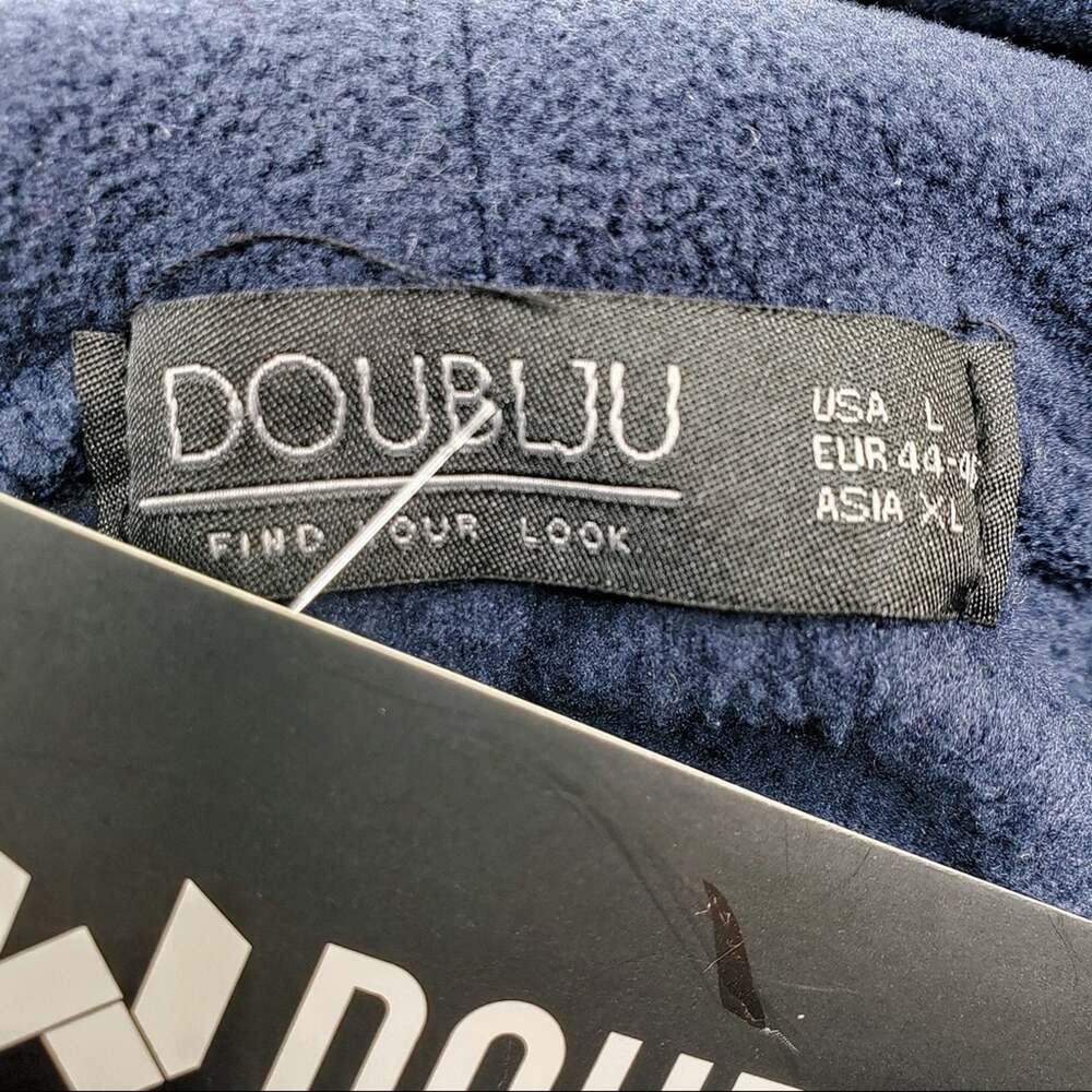 Doublju Fitted Zip-Up Hooded Moto Vest Blue  NEW - Picture 11 of 13